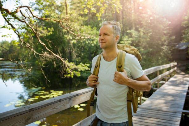 Person enjoying a daily walk in Finnish nature